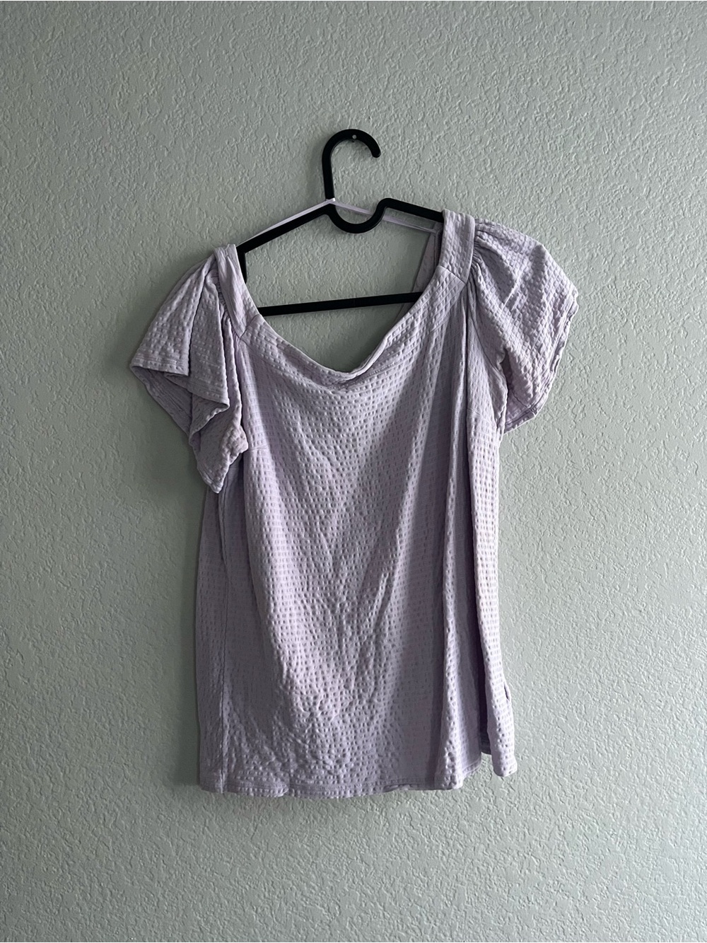 Express Light Lavender Textured Flutter-Sleeve Top